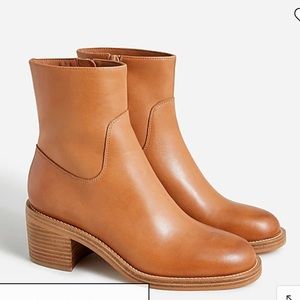 J Crew Stacked-heel ankle boots in leather BJ869